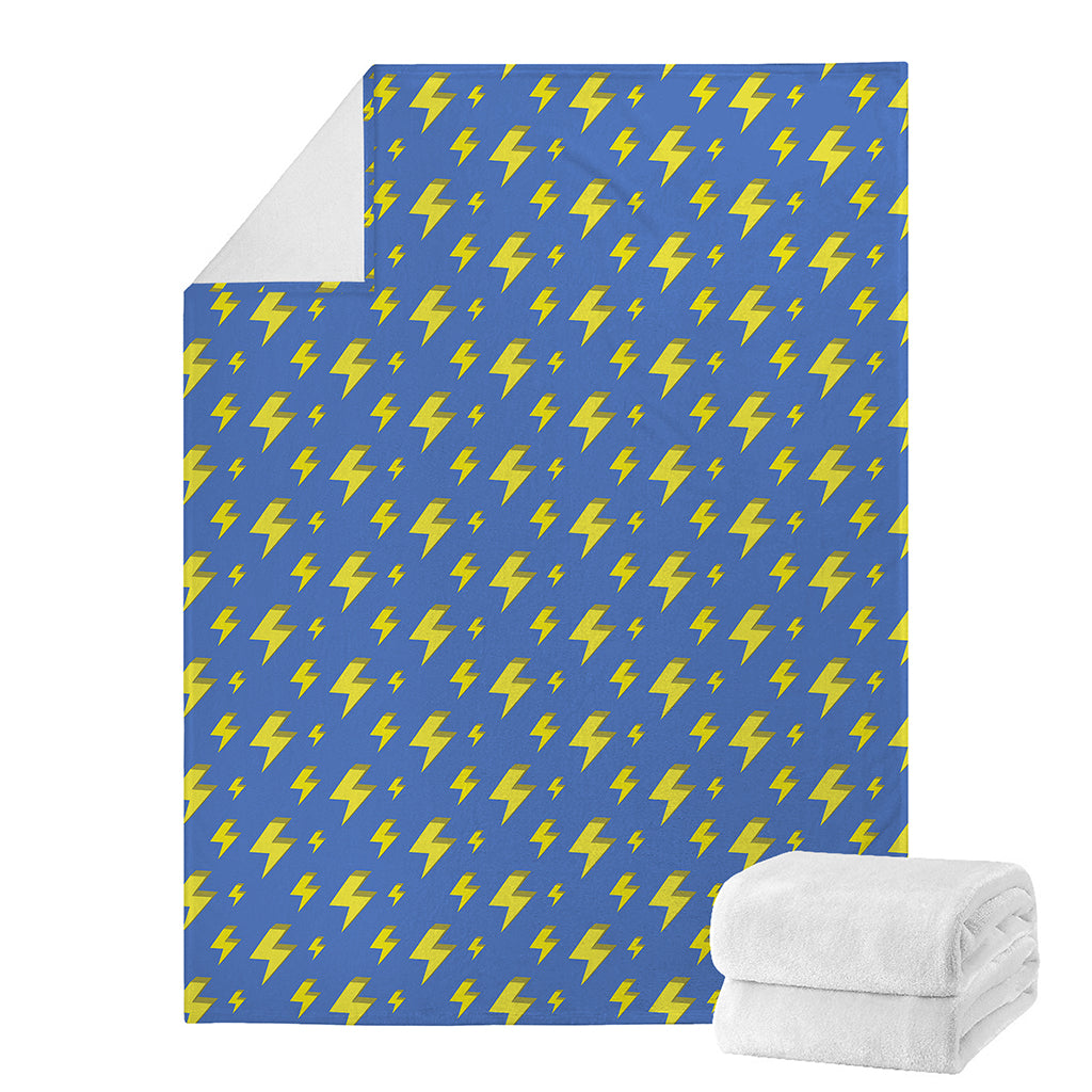 Blue And Yellow Lightning Pattern Print Blanket