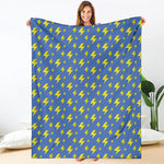 Blue And Yellow Lightning Pattern Print Blanket
