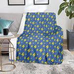 Blue And Yellow Lightning Pattern Print Blanket