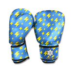 Blue And Yellow Lightning Pattern Print Boxing Gloves
