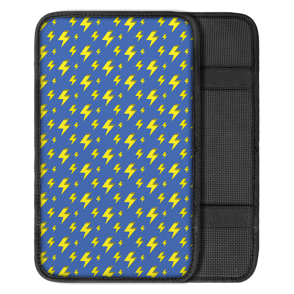 Blue And Yellow Lightning Pattern Print Car Center Console Cover