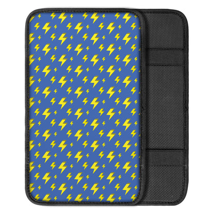 Blue And Yellow Lightning Pattern Print Car Center Console Cover