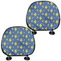 Blue And Yellow Lightning Pattern Print Car Headrest Covers