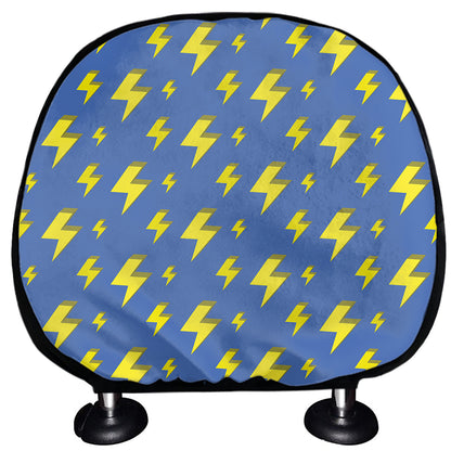 Blue And Yellow Lightning Pattern Print Car Headrest Covers