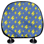 Blue And Yellow Lightning Pattern Print Car Headrest Covers