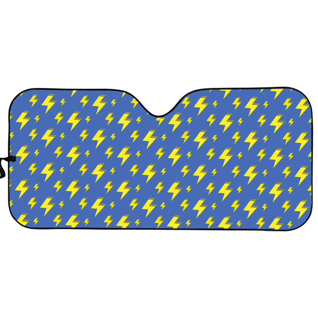 Blue And Yellow Lightning Pattern Print Car Sun Shade