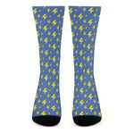Blue And Yellow Lightning Pattern Print Crew Socks