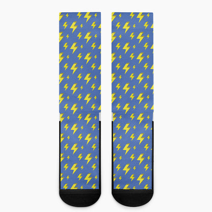 Blue And Yellow Lightning Pattern Print Crew Socks