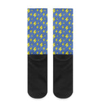 Blue And Yellow Lightning Pattern Print Crew Socks