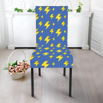 Blue And Yellow Lightning Pattern Print Dining Chair Slipcover