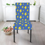 Blue And Yellow Lightning Pattern Print Dining Chair Slipcover