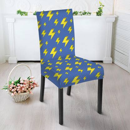 Blue And Yellow Lightning Pattern Print Dining Chair Slipcover