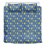 Blue And Yellow Lightning Pattern Print Duvet Cover Bedding Set