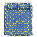 Blue And Yellow Lightning Pattern Print Duvet Cover Bedding Set
