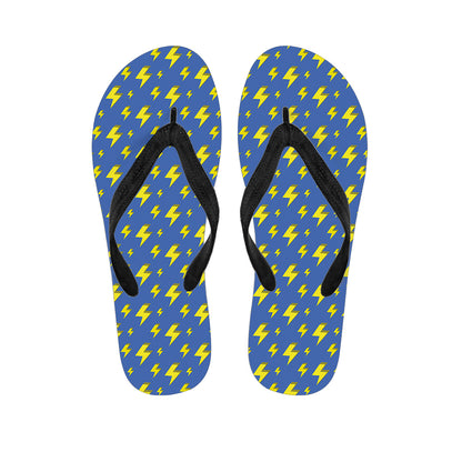 Blue And Yellow Lightning Pattern Print Flip Flops