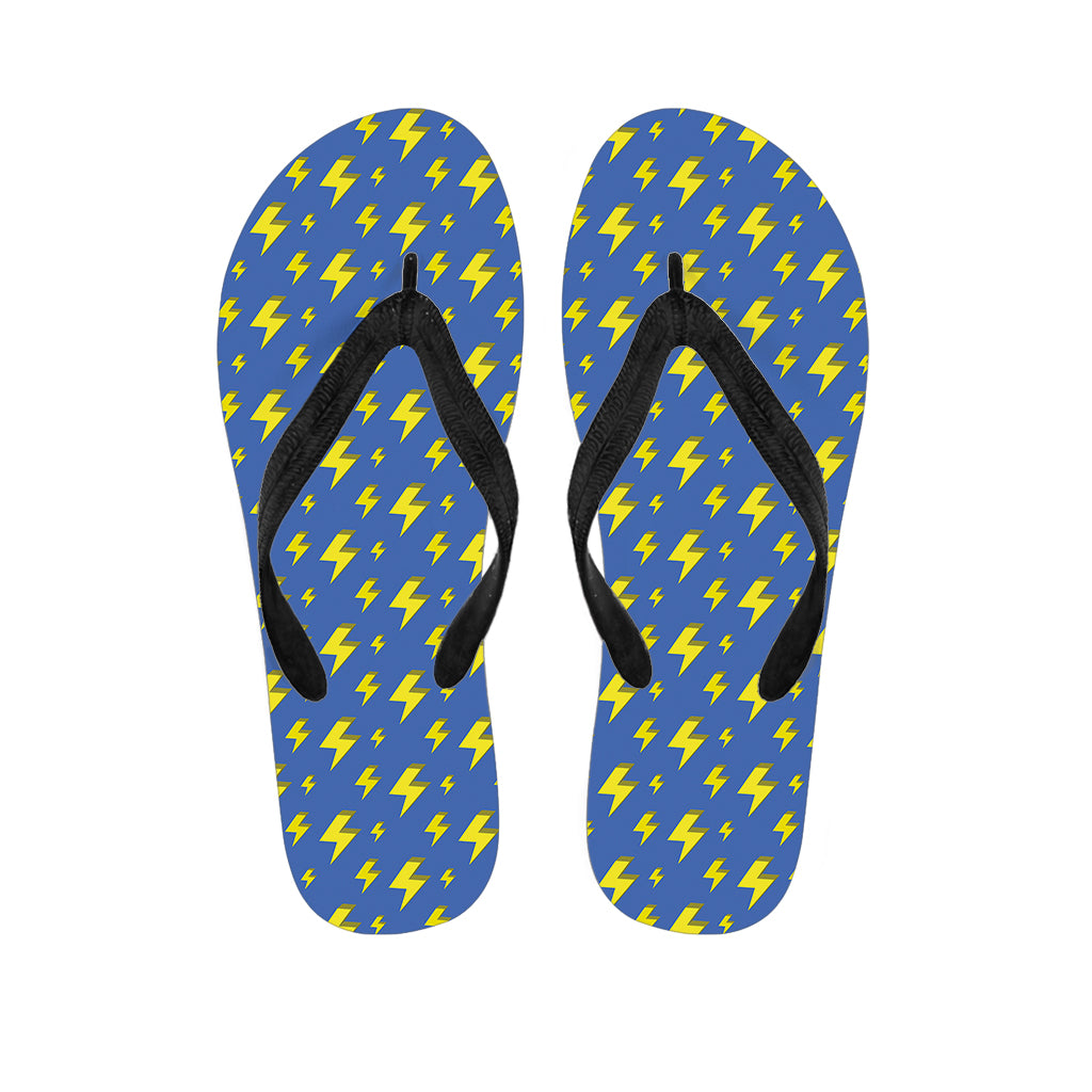 Blue And Yellow Lightning Pattern Print Flip Flops