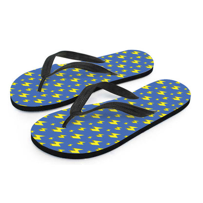 Blue And Yellow Lightning Pattern Print Flip Flops