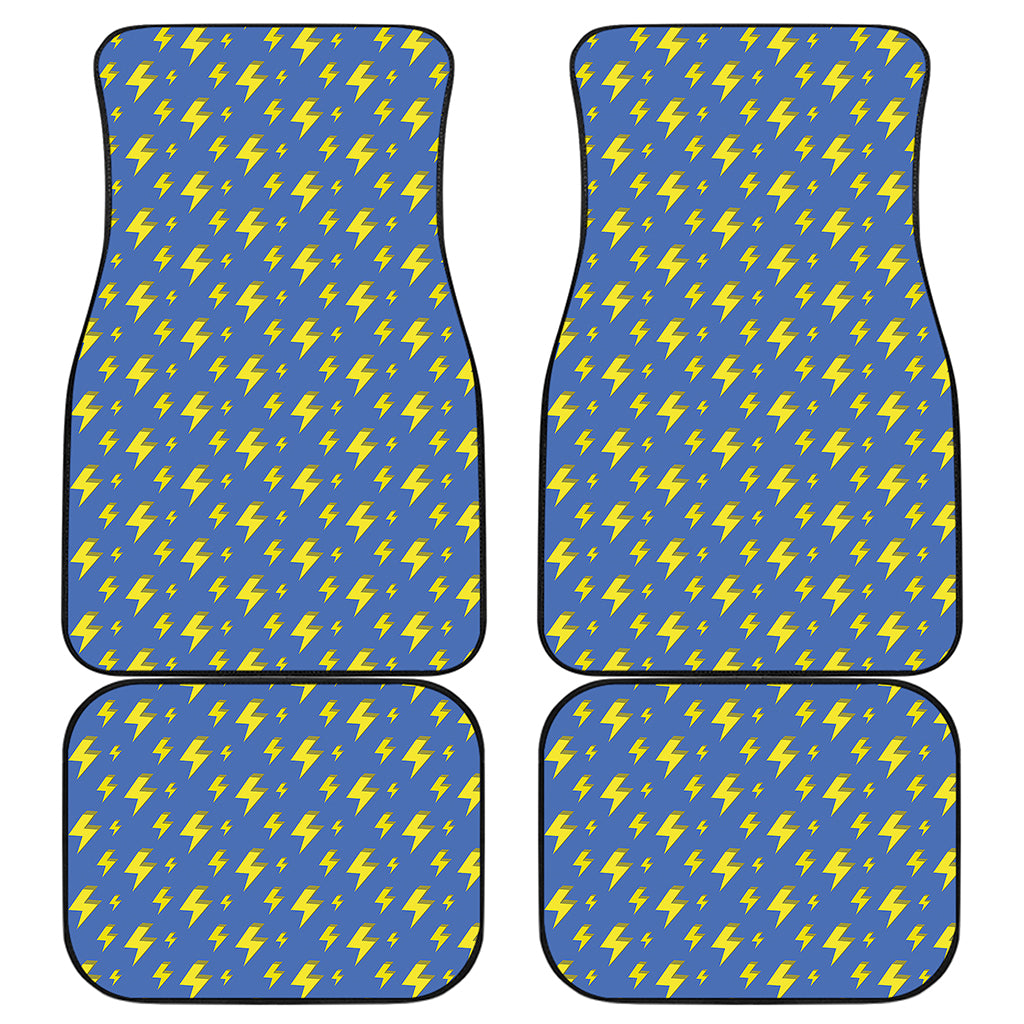 Blue And Yellow Lightning Pattern Print Front and Back Car Floor Mats