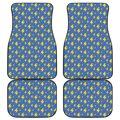 Blue And Yellow Lightning Pattern Print Front and Back Car Floor Mats
