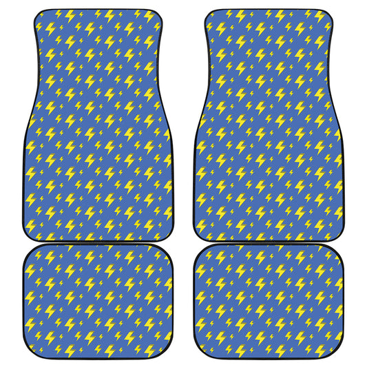 Blue And Yellow Lightning Pattern Print Front and Back Car Floor Mats