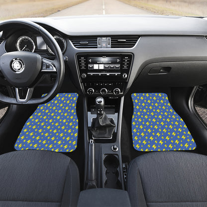 Blue And Yellow Lightning Pattern Print Front and Back Car Floor Mats