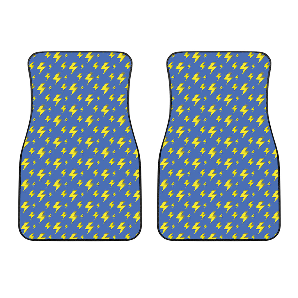 Blue And Yellow Lightning Pattern Print Front Car Floor Mats