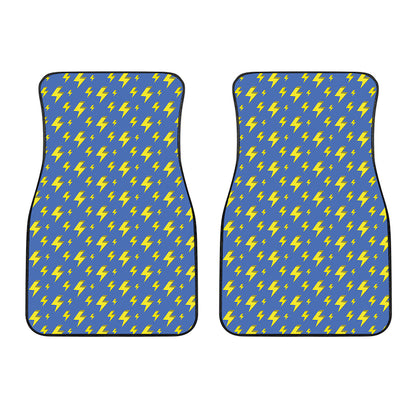 Blue And Yellow Lightning Pattern Print Front Car Floor Mats
