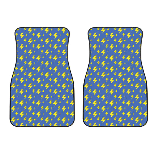Blue And Yellow Lightning Pattern Print Front Car Floor Mats