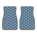 Blue And Yellow Lightning Pattern Print Front Car Floor Mats