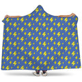 Blue And Yellow Lightning Pattern Print Hooded Blanket