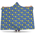 Blue And Yellow Lightning Pattern Print Hooded Blanket