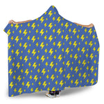 Blue And Yellow Lightning Pattern Print Hooded Blanket