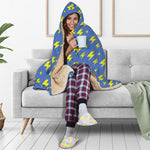 Blue And Yellow Lightning Pattern Print Hooded Blanket