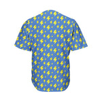 Blue And Yellow Lightning Pattern Print Men's Baseball Jersey