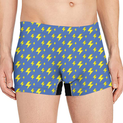 Blue And Yellow Lightning Pattern Print Men's Boxer Briefs