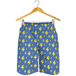 Blue And Yellow Lightning Pattern Print Men's Shorts