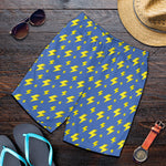 Blue And Yellow Lightning Pattern Print Men's Shorts
