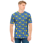 Blue And Yellow Lightning Pattern Print Men's T-Shirt