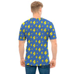 Blue And Yellow Lightning Pattern Print Men's T-Shirt