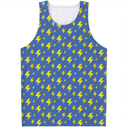 Blue And Yellow Lightning Pattern Print Men's Tank Top