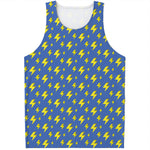 Blue And Yellow Lightning Pattern Print Men's Tank Top