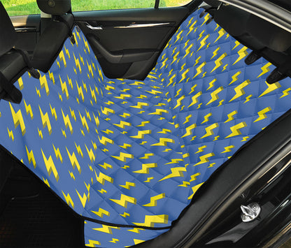Blue And Yellow Lightning Pattern Print Pet Car Back Seat Cover