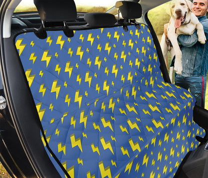 Blue And Yellow Lightning Pattern Print Pet Car Back Seat Cover