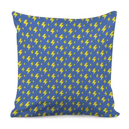 Blue And Yellow Lightning Pattern Print Pillow Cover