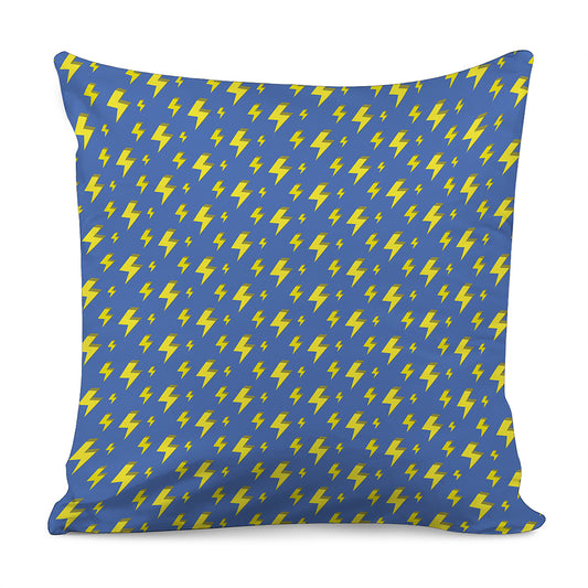 Blue And Yellow Lightning Pattern Print Pillow Cover