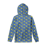 Blue And Yellow Lightning Pattern Print Pullover Hoodie