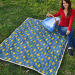 Blue And Yellow Lightning Pattern Print Quilt