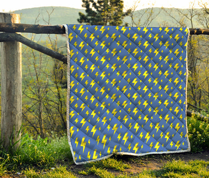 Blue And Yellow Lightning Pattern Print Quilt