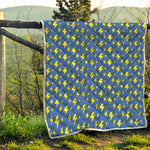 Blue And Yellow Lightning Pattern Print Quilt