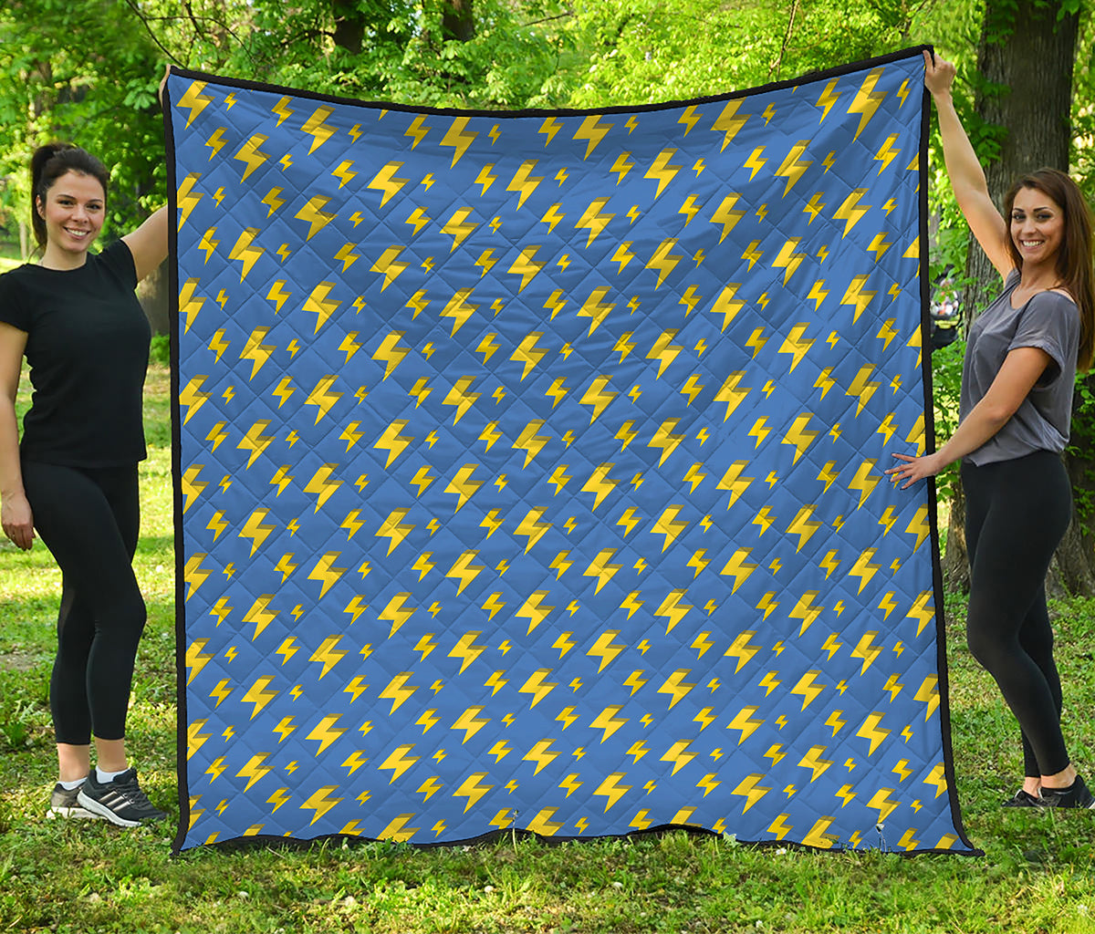 Blue And Yellow Lightning Pattern Print Quilt